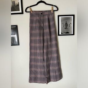 (SOLD) Nastygal Plaid Wide Leg Trouser Pants